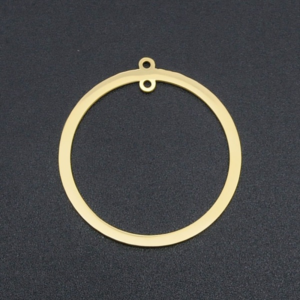 

PandaHall 201 Stainless Steel Links, For Earring Making, Ring, Laser Cut, Real 18K Gold Plated, 31.5x30x1mm, Hole: 1.2mm 201 Stainless Steel