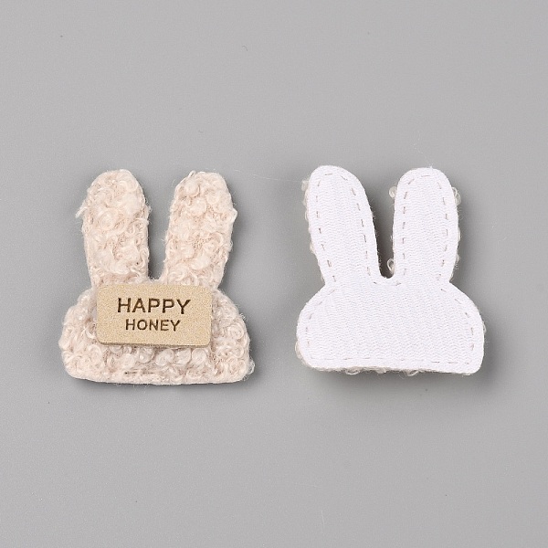 PandaHall Lint Cloth Iron On/Sew On Patches, Costume Accessories, Appliques, Rabbit, Bisque, 44x35x7mm Cloth Rabbit Orange