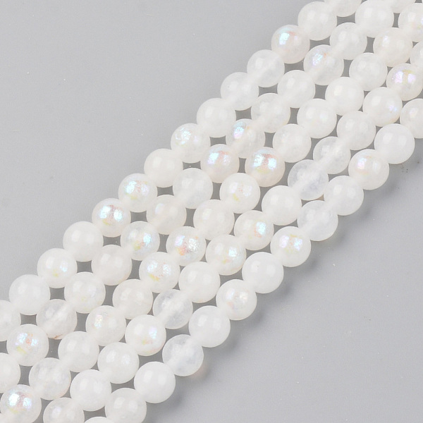 

PandaHall Electroplated Natural White Moonstone Beads Strands, Round, 6mm, Hole: 1mm, about 61pcs/strand, 14.96 inch(38cm) White Moonstone...