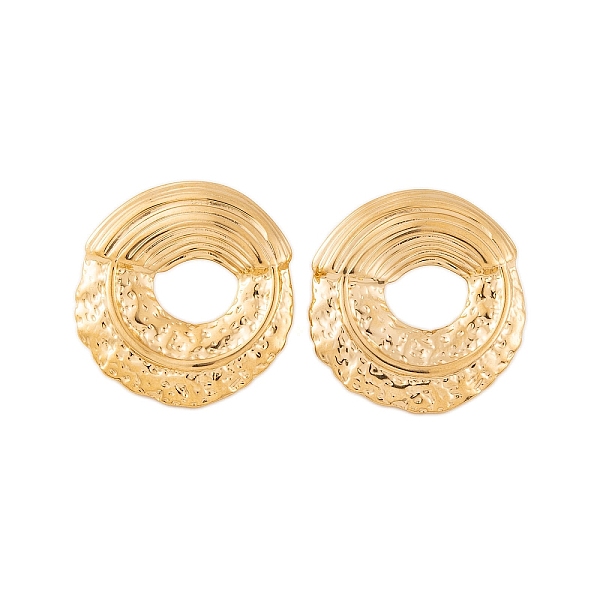

PandaHall Ion Plating(IP) 304 Stainless Steel Stud Earrings for Women, Hollow Flat Round, Real 18K Gold Plated, 29.5x28mm 304 Stainless...