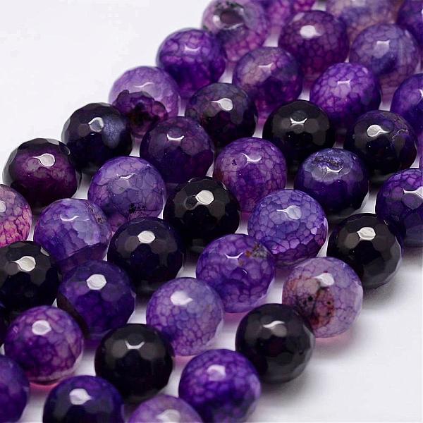 

PandaHall Natural Agate Bead Strands, Dyed, Faceted, Round, Indigo, 12mm, Hole: 1.5mm, about 30~32pcs/strand, 14 inch Crackle Agate Round..., Purple