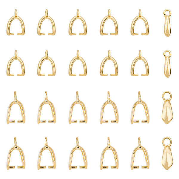 

PandaHall SUPERFINDINGS 40Pcs 2 Sizes Brass Pinch Clip Bail Clasp Rack Plating Eco-Friendly Brass Ice Pick Pinch Bails Gold Plated Bail...