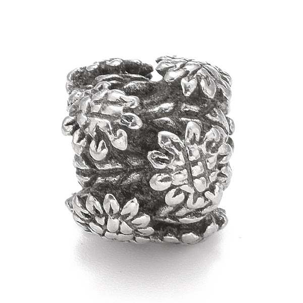 

PandaHall 304 Stainless Steel European Beads, Large Hole Beads, Column with Leaf Pattern, Antique Silver, 11x9.5mm, Hole: 4.5mm 304...
