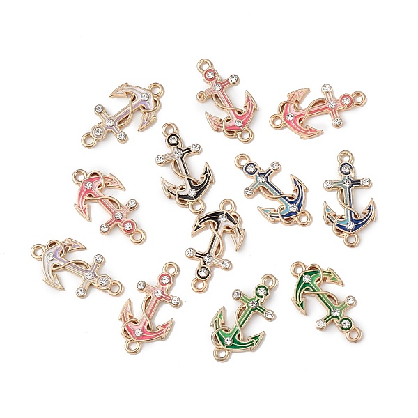 

PandaHall Alloy Enamel Connector Charms, Anchor Links with Crystal Rhinestone, Light Gold, Cadmium Free & Nickel Free & Lead Free, Mixed..., Multicolor