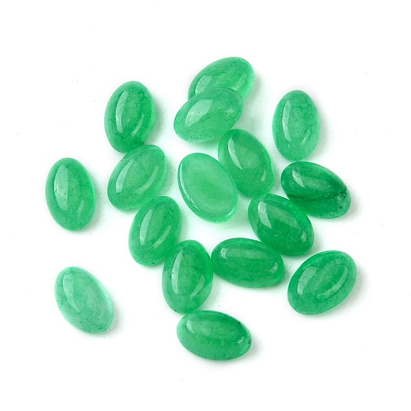 

PandaHall Natural White Jade Cabochons, Oval, Dyed, Lime Green, 6x4x2~2.5mm White Jade Oval