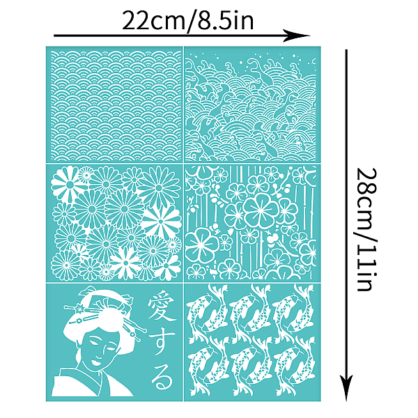 

PandaHall OLYCRAFT Japanese Traditional Style Self-Adhesive Silk Screen Printing Stencil Oriental Theme Mesh Transfers Silk Screen Reusable...