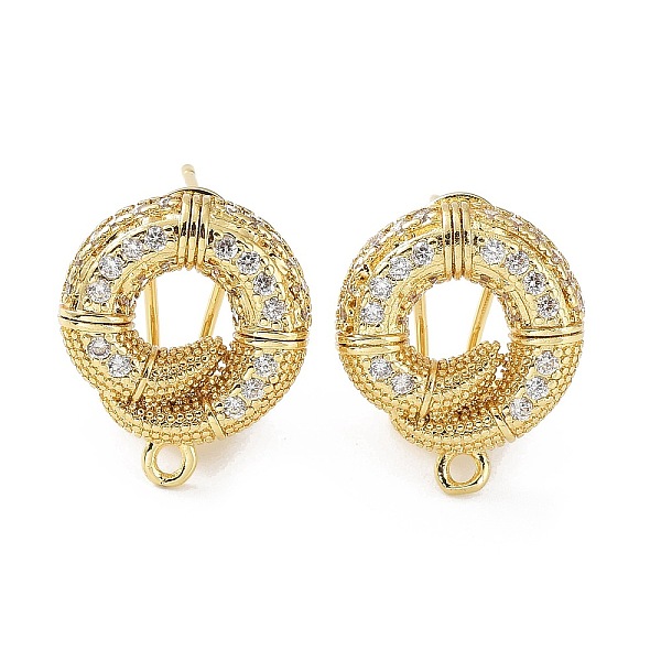 

PandaHall Twist Donut Brass Micro Pave Cubic Zirconia Stud Earrings Finding, with Horizontal Loops, Cadmium Free & Lead Free, Real 18K Gold..., Clear