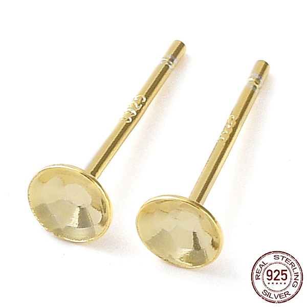 

PandaHall 925 Sterling Silver Stud Earring Findings, Flat Round Earring Settings, for Bead, with S925 Stamp, Real 18K Gold Plated, 12x4mm...