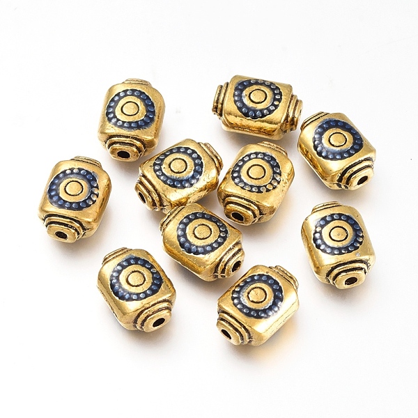 

PandaHall Alloy Enamel Beads, Rectangle with Spot Pattern, Antique Golden, Blue, 12.5x9x5.5mm, Hole: 1.6mm Alloy+Enamel Rectangle Blue