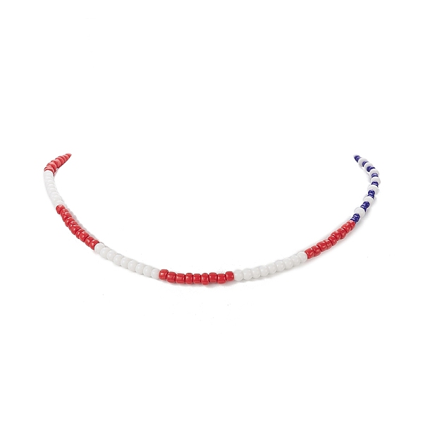 Collana Di Perline Di Vetro Del Giorno Dell'indipendenza Con 304 Fermaglio In Acciaio Inossidabile Da Donna
