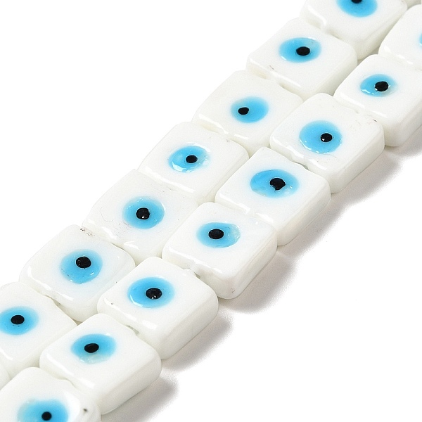 

PandaHall Handmade Evil Eye Lampwork Beads Strands, Square, White, 10~11x10~11x4~5.5mm, Hole: 1.6mm, about 40pcs/strand, 16.02 inch(40.7cm)...