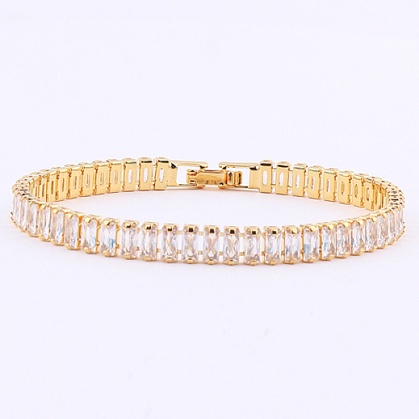 

PandaHall Cubic Zirconia Tennis Bracelets, Brass Rectangle Link Chain Bracelet, Clear, No Size Cubic Zirconia Clear