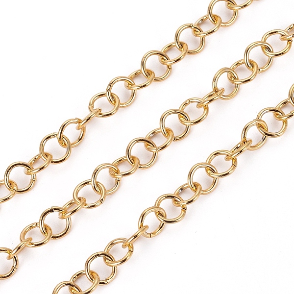 

PandaHall 3.28 Feet Vacuum Plating 304 Stainless Steel Cable Chains, Unwelded, Oval, Golden, 5x0.8mm 304 Stainless Steel