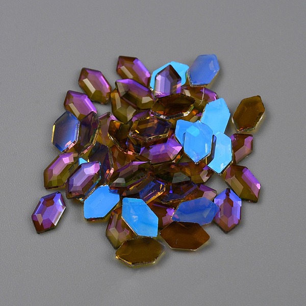 

PandaHall Transparent K9 Glass Cabochons, Flat Back, AB Color Plated, Hexagon, 8x4~4.5x1.5mm Glass Hexagon