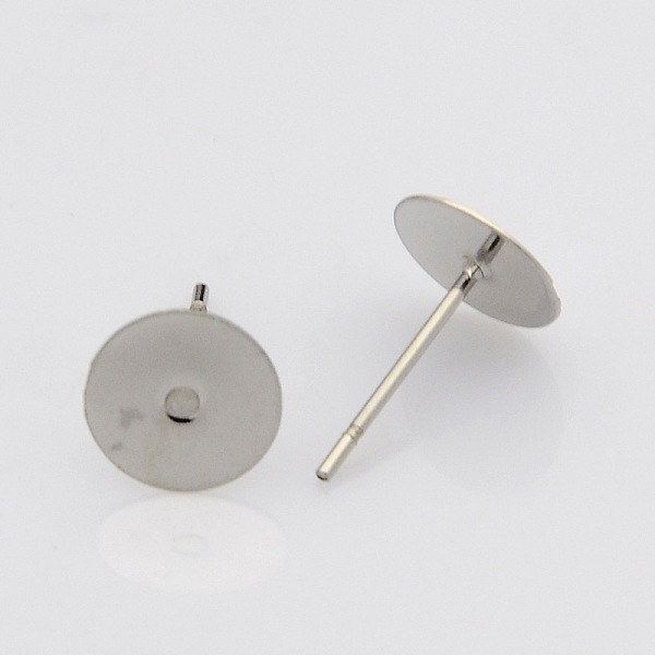 

PandaHall 304 Stainless Steel Stud Earring Findings, Stainless Steel Color, 12x8mm, Pin: 0.7mm 304 Stainless Steel Round