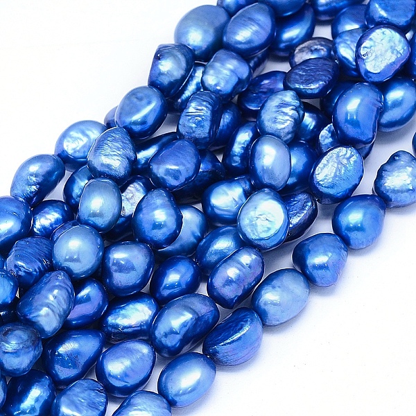 

PandaHall Dyed Natural Cultured Freshwater Pearl Beads Strands, Oval, Royal Blue, 10~15x6~10mm, Hole: 0.8mm, about 30~34pcs/strand, 14.1...