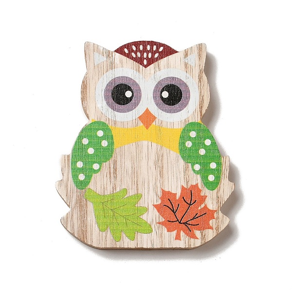 

PandaHall Autumn Single Face Printed Wood Cabochons, Owl, 111x95x12mm Wood Owl