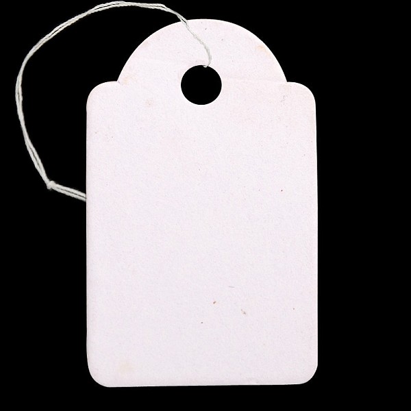 

PandaHall Rectangle Blank Hang tag, Jewelry Display Paper Price Tags, with Cotton Cord, White, 29.5x18x0.2mm, Hole: 3mm, 500pcs/bag Paper...