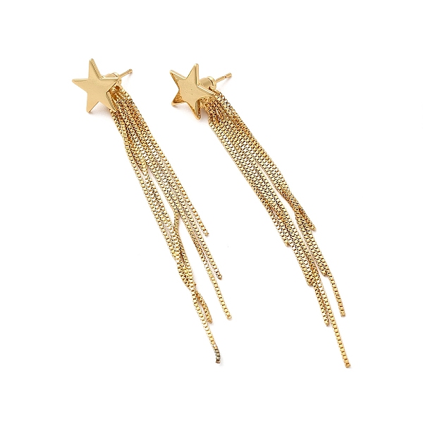 

PandaHall Rack Plating Brass Star Ear Studs, Long-Lasting Plated Tassel Earring for Women, Cadmium Free & Lead Free, Real 18K Gold Plated...