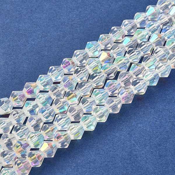 

PandaHall Handmade Glass Faceted Bicone Beads, Half AB Color Plated, White, 6mm, Hole: 1mm, about 46pcs/strand, 10.63 inch Glass Bicone...