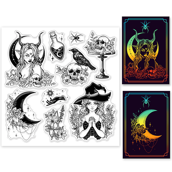 

PandaHall PVC Plastic Stamps, for DIY Scrapbooking, Photo Album Decorative, Cards Making, Stamp Sheets, Film Frame, Witch, 15x15cm Plastic...