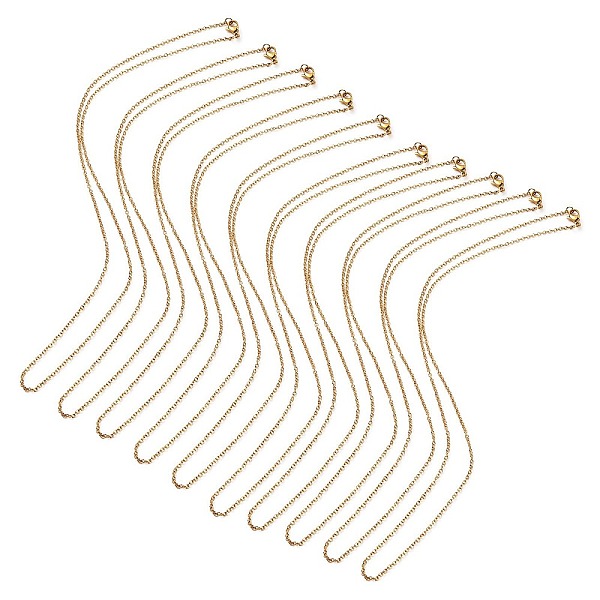 

PandaHall 10Pcs Ion Plating(IP) 304 Stainless Steel Cable Chain Necklaces Set for Men Women, Golden, 17.72 inch(45cm) 304 Stainless Steel