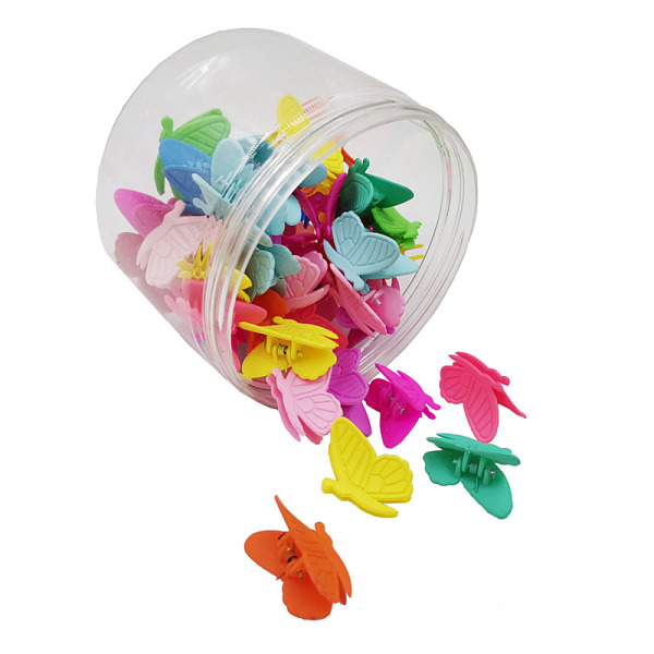 

PandaHall Kids Hair Accessories, Plastic Claw Hair Clips, Butterfly, Mixed Color, 25x16x17mm, 50pcs/box Plastic Multicolor