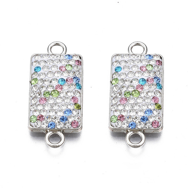 

PandaHall Rack Plating Alloy Links Connectors, with Polymer Clay Rhinestone, Cadmium Free & Lead Free, Platinum Plated, Rectangle, Colorful..., Multicolor