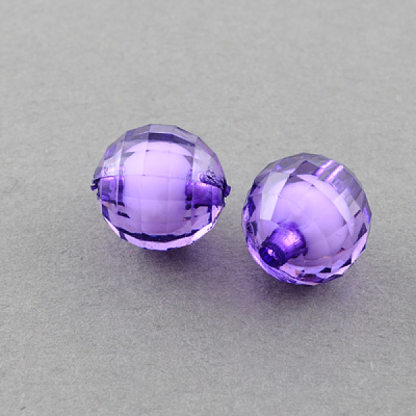 

PandaHall Transparent Acrylic Beads, Bead in Bead, Faceted, Round, Dark Orchid, 10mm, Hole: 2mm, about 1040pcs/500g Acrylic Round Purple