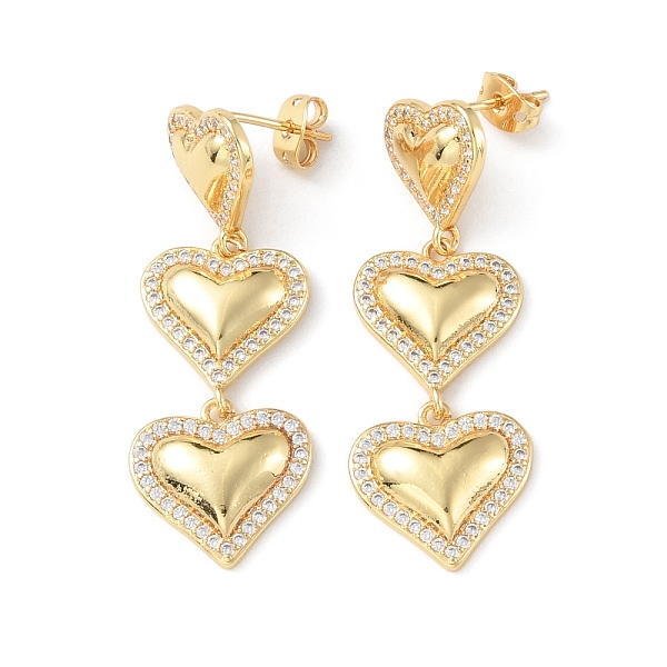 

PandaHall Clear Cubic Zirconia Heart Dangle Stud Earrings, Brass Jewelry for Women, Cadmium Free & Lead Free, Real 18K Gold Plated, 44mm...