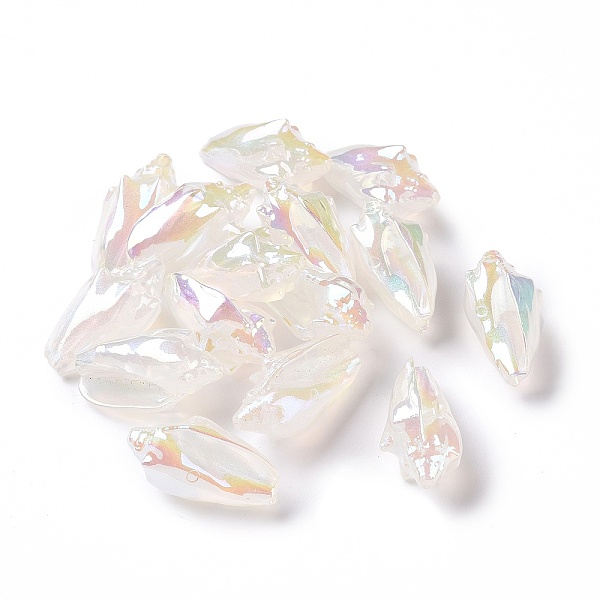 

PandaHall UV Plating Rainbow Iridescent Acrylic Beads, Conch Shape, Floral White, 30x16x14mm, Hole: 1.7mm Acrylic Others White
