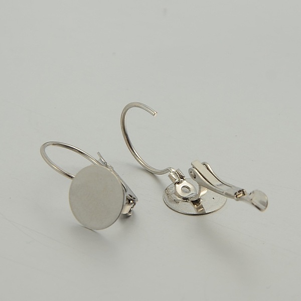 

PandaHall Platinum Plated Brass Leverback Earring Findings, Flat Round, 20x10mm, Tray: 10mm, Pin: 0.8mm Brass