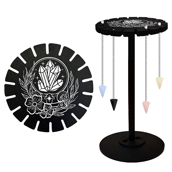 

PandaHall CHGCRAFT Crystal Flower Pendulum Stand with Base Crystal Holder for Up 18 Divination Dowsing Pendulums Witchcraft Supplies Kit for..., Black