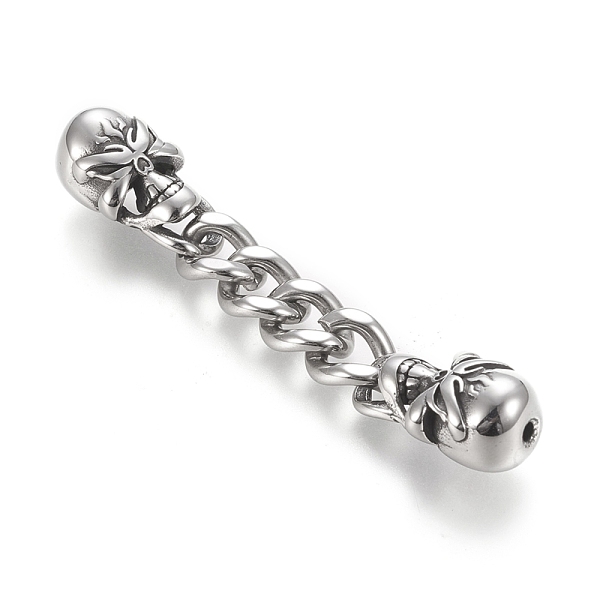 PandaHall 304 Stainless Steel Links Connectors, Curb Chain with Skull, For Bracelet Making, Antique Silver, 12x68x11mm, Hole: 1.8mm 304...