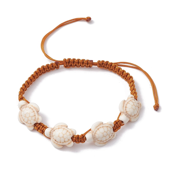

PandaHall Synthetic Turquoise Sea Turtle Braided Bead Bracelet, Nylon Adjustable Bracelet, Floral White, Inner Diameter: 2-1/2~4-1/8 inch...