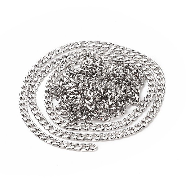 

PandaHall Vacuum Plating 304 Stainless Steel Curb Chains, Unwelded, Stainless Steel Color, Link: 8.5x6x1.5mm 304 Stainless Steel