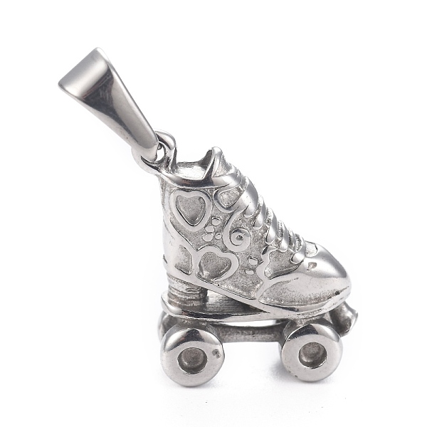 

PandaHall 304 Stainless Steel Pendants, Roller Skate, Stainless Steel Color, 3/4x5/8x1/4 inch(19x14.5x6.5mm) 304 Stainless Steel Shoes