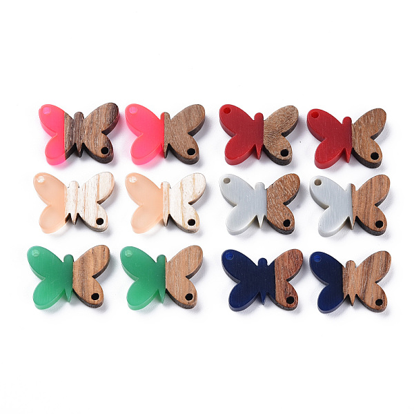 

PandaHall Opaque Resin & Walnut Wood Links Connectors, Two Tone, Butterfly, Mixed Color, 13.5x18x2.5~3.5mm, Hole: 1.5mm Resin+Wood Butterfly..., Multicolor