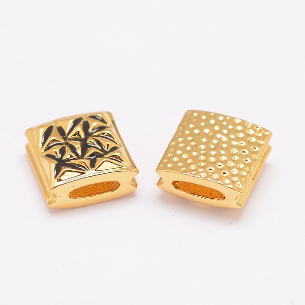 

PandaHall Brass Enamel Slide Charms, Cadmium Free & Nickel Free & Lead Free, Square, Golden, 9x9x5mm, Hole: 1.5x5mm Brass Square