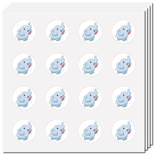 

PandaHall CREATCABIN 128Pcs Elephant Stickers Animal Decal Self-Adhesive Waterproof Sticker Round Bulk Cartoon Stickers for Water Bottle...
