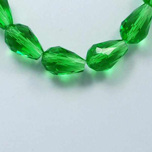 

PandaHall Glass Beads Strands, Faceted, teardrop, Green, 15x10mm, Hole: 2mm, about 48pcs/strand, 27.56 inch(70cm) Glass Teardrop Green