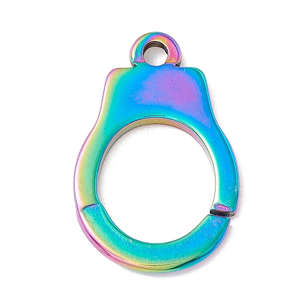 

PandaHall Ion Plating(IP) 304 Stainless Steel Pendants, Handcuffs, Rainbow Color, 23.5x15x1.8mm, Hole: 2mm 304 Stainless Steel Others