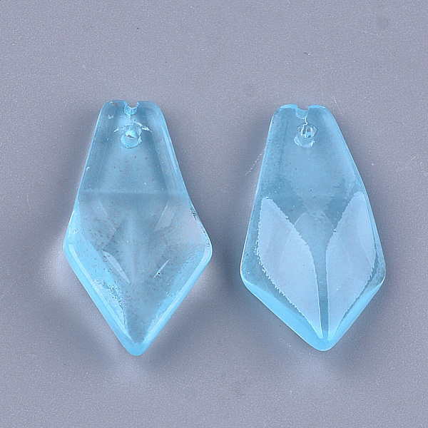 

PandaHall Transparent Spray Painted Glass Pendants, Quadrilateral, Light Sky Blue, 24.5x13x5.5mm, Hole: 1mm Glass Others