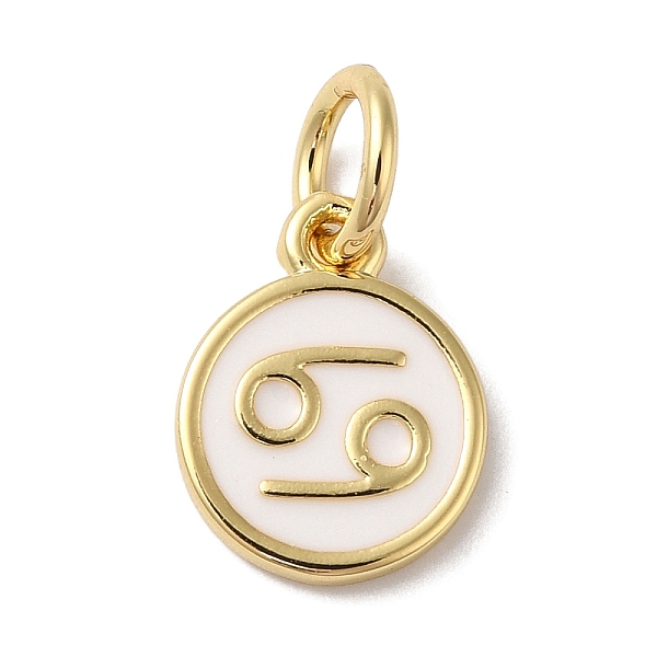 

PandaHall Real 18K Gold Plated Brass Enamel Charms, with Jump Ring, Long-Lasting Plated, Lead Free & Cadmium Free, Flat Round with Cancer..., White