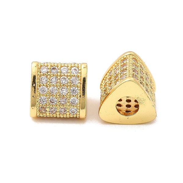 

PandaHall Rack Plating Brass Cubic Zirconia Beads, Cadmium Free & Lead Free, Long-Lasting Plated, Triangle, Golden, 8.5x9x8mm, Hole: 3mm..., Clear