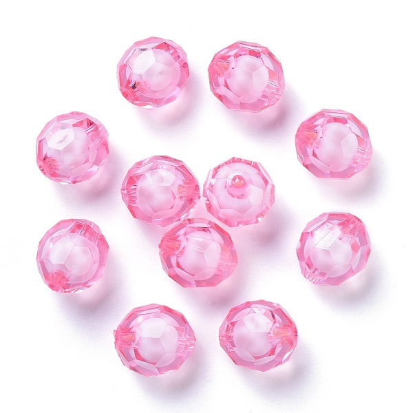 

PandaHall Transparent Acrylic Beads, Bead in Bead, Faceted, Round, Hot Pink, 20x18mm, Hole: 3mm; about 130pcs/500g Acrylic Round Pink