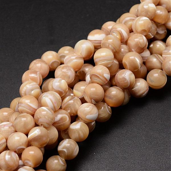 

PandaHall Natural Sea Shell Beads Strands, Round, Light Salmon, 8mm, Hole: 0.8mm, about 51pcs/strand, 15.75 inch Other Sea Shell Round Red