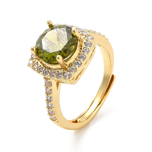 

PandaHall Olive Drab Cubic Zirconia Rectangle Adjustable Ring, Rack Plating Brass Jewelry for Women, Cadmium Free & Lead Free, Golden, US...