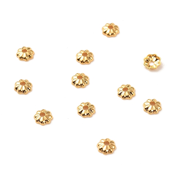 

PandaHall Brass Bead Cap, Long-Lasting Plated, Flower, Multi-Petal, Real 18K Gold Plated, 3.5x1mm, Hole: 1mm Brass