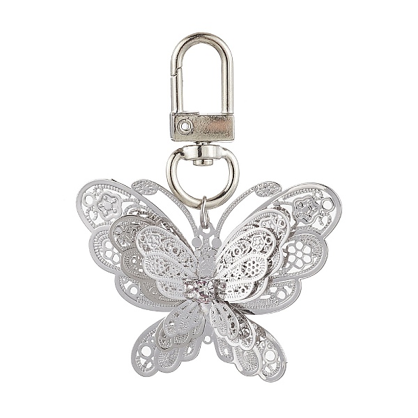 

PandaHall Brass Pendant Decorations, with Alloy Swivel Clasps, Platinum, Butterfly, 65mm Brass Butterfly
